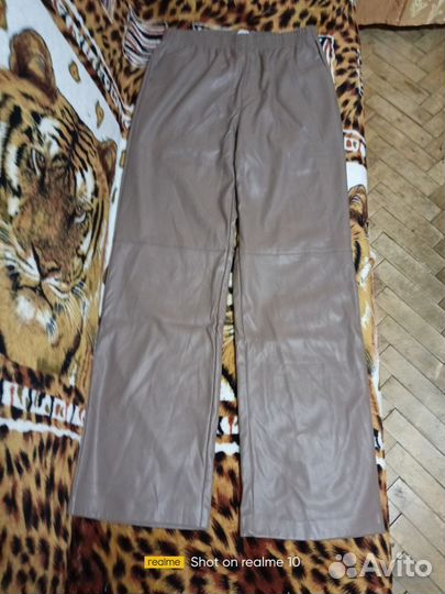 Кожаные брюки женские 46