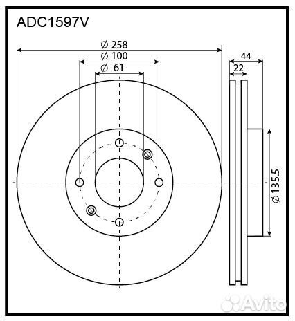 Диск тормозной перед ADC1597V allied nippon