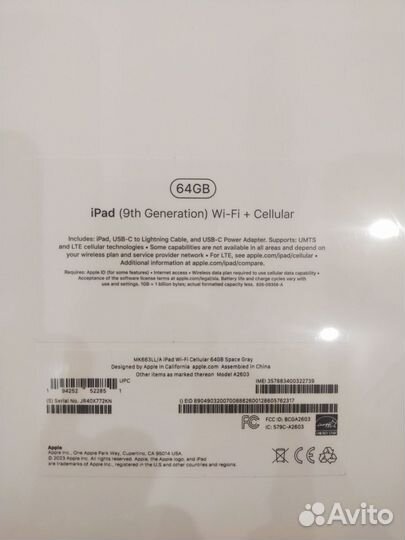 iPad (9th generation) wifi + cellular 64gb