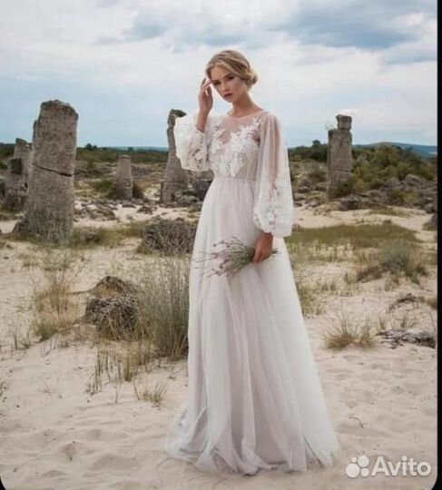 Свадебное платье 44 46 бу