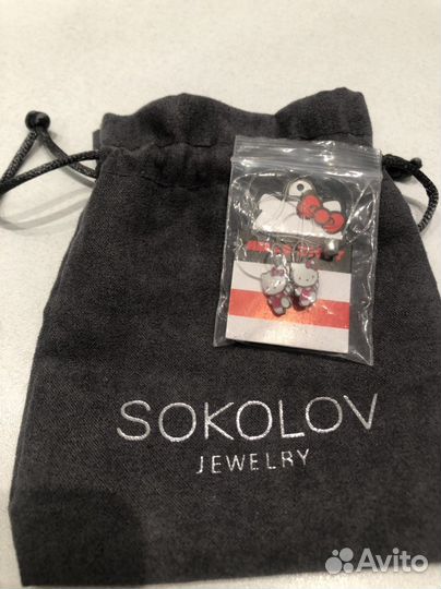 Новые Серьги серебро Hello Kitty