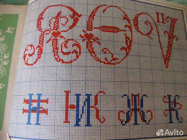 Старинный альбом с вышивками букв