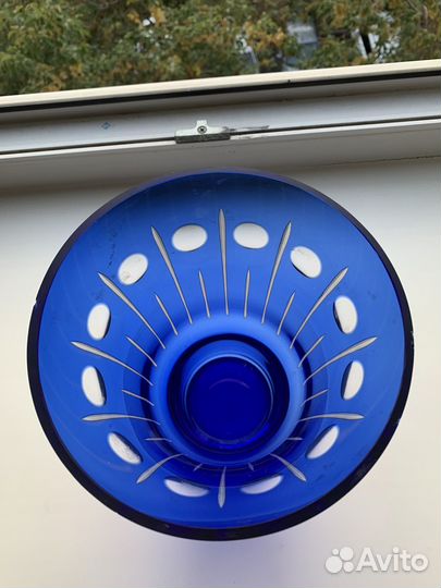 Ваза синее стекло