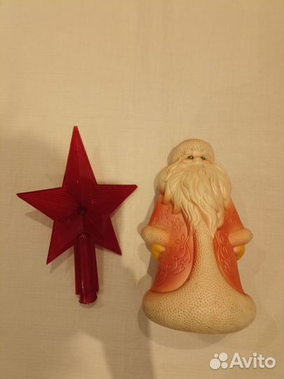 Дед мороз СССР звезда наконечник на ёлку