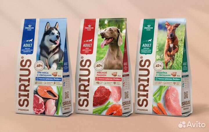 Корм для собак royal canin, sirius, ajo, award