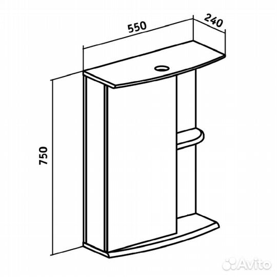 Зеркальный шкаф Runo левый Николь 55 (00000000037)