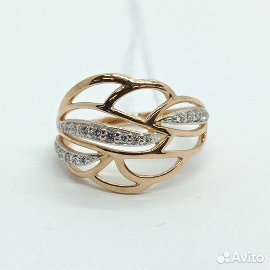 Золотое кольцо с фианитом 17,5р