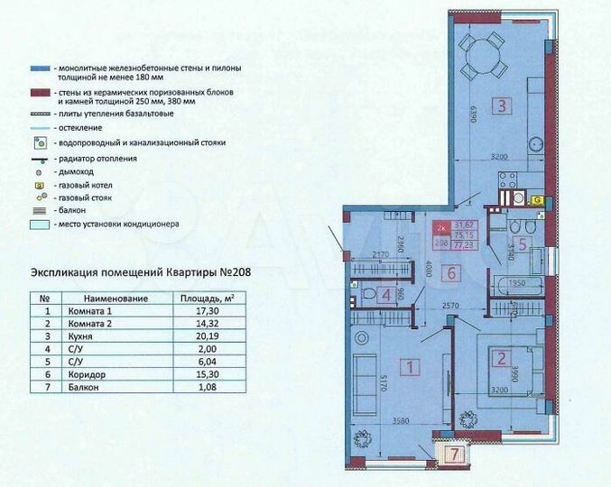 2-к. квартира, 77,2 м², 4/13 эт.