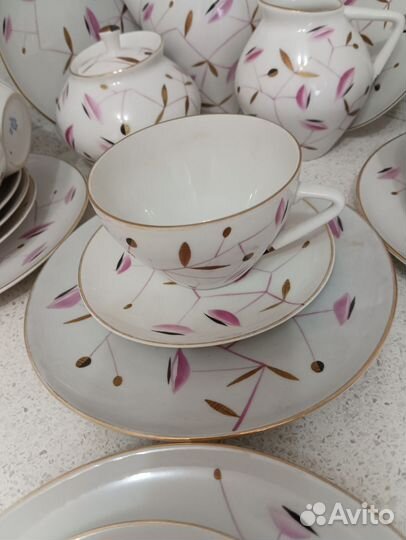 Чайно кофейный сервиз Розовая сетка лфз