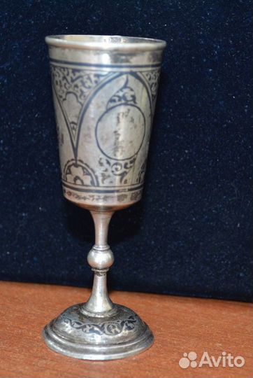 Серебряная рюмка. - 875 пр. кубачи. вес 50.7 гр