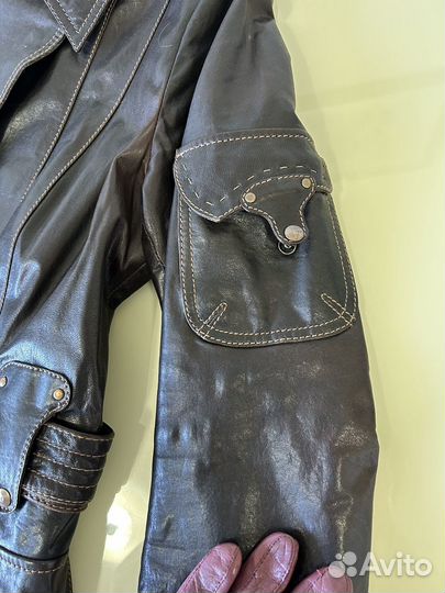 Куртка кожаная женская 46 48 коричневая