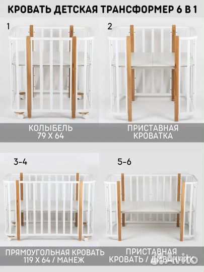 Детская кроватка трансформер 6 в 1