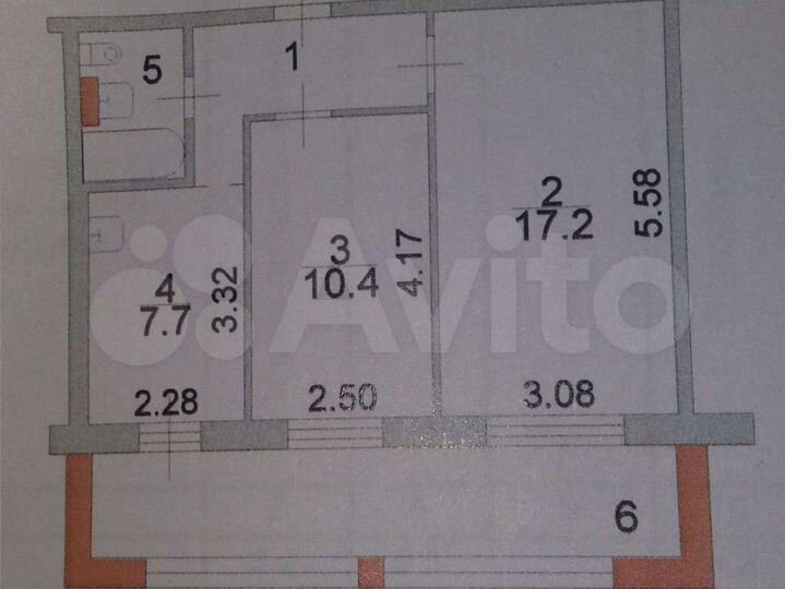 2-к. квартира, 44,5 м², 1/5 эт.