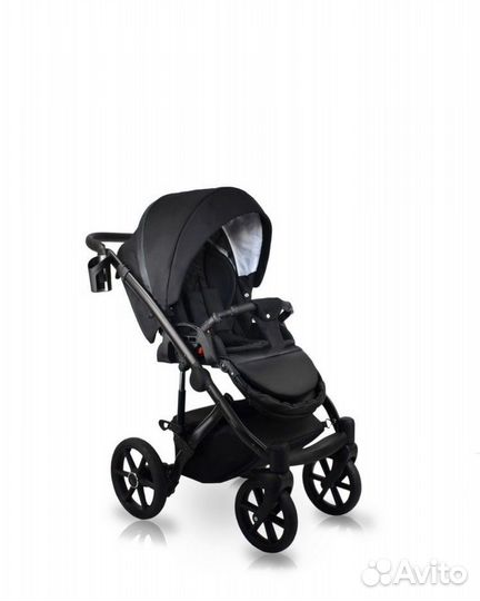 Коляска 2 в 1 Bexa Ideal, (Черный + Черная кожа)