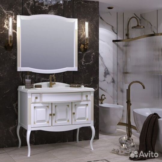 Зеркало Опадирис Лаура 100 белый матовый с патиной