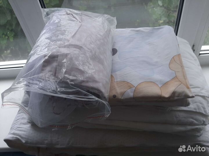 Бортики+балдахин+белье в детскую кроватку