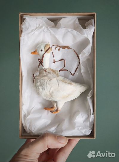 Ватные елочные игрушки Гусь в стиле винтаж. Гусыня