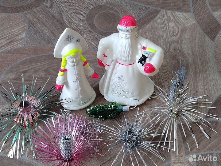 Дед мороз и снегурочка СССР пластик