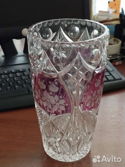 Большая хрустальная ваза для цветов,Чехия