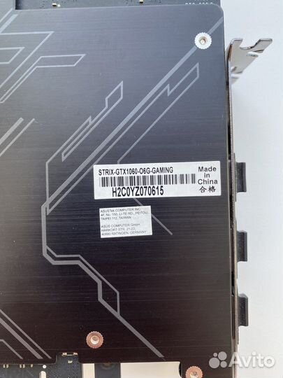 Видеокарта gtx 1060 6gb asus strix