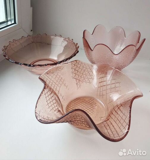 Ваза салатник СССР стекло карамельное