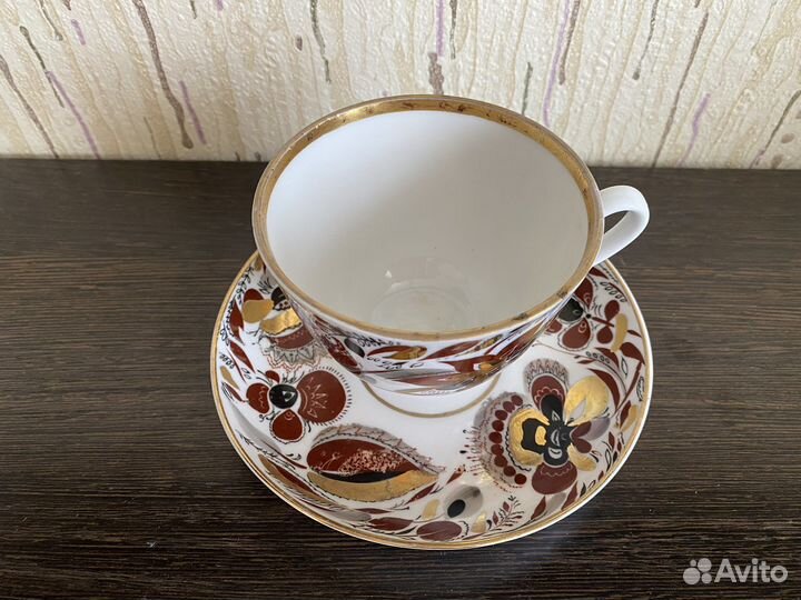 Чайная пара. лфз. Цветы. Золото. Редкая
