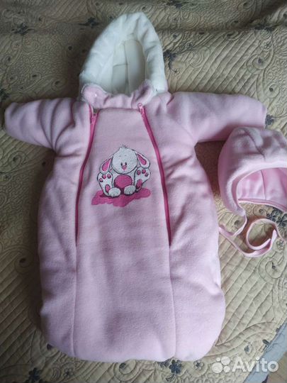 Конверт-комбинезон с шапочкой для девочки