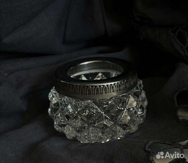 Солонка хрусталь с мельхиором