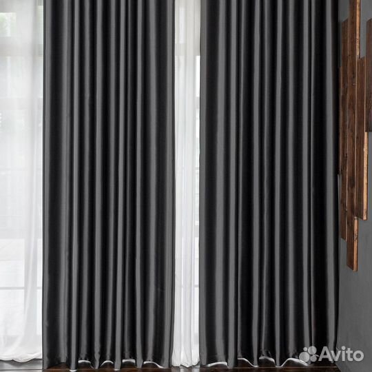 Комплект портьеры глянцевые Аврора Графит шторы