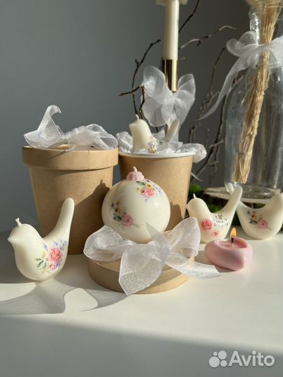 Свечи к 8 марта, керамические свечи птичка и шар