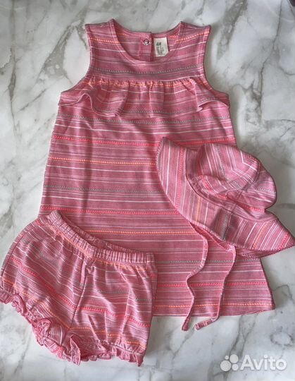Комплект с розовым платьем H&M, 92 размер