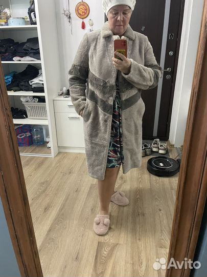 Шуба мутоновая с норкой вставки р 48-50