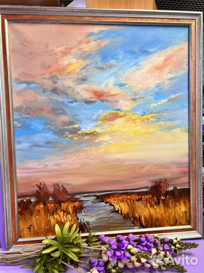 Картина «поле осенью» масло холст