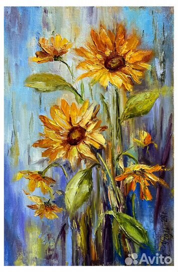Картина подсолнухи маслом на холсте