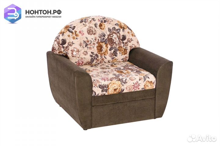 Кресло выкатное Вена коричневое / принт пионы