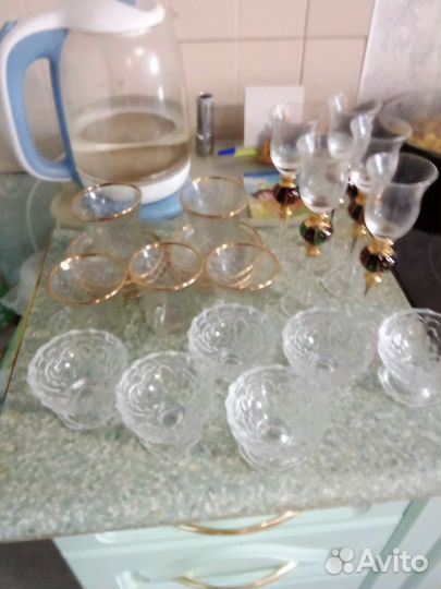 Рюмка,чашки с блюдцами н/к,креманки 6шт