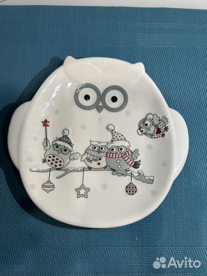 Тарелка и чашка новогодние с подставкой