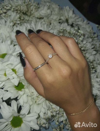 Золотое кольцо 17.5р с бриллиантами