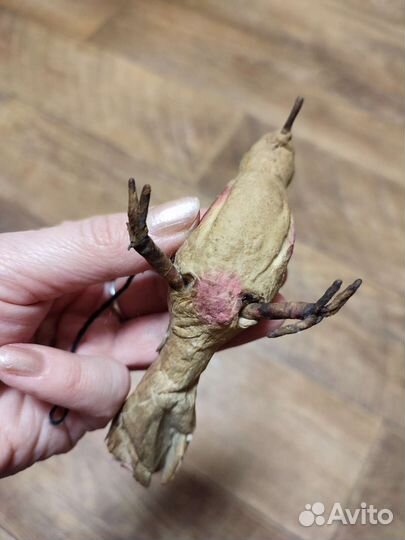 Елочная игрушка СССР вата птичка