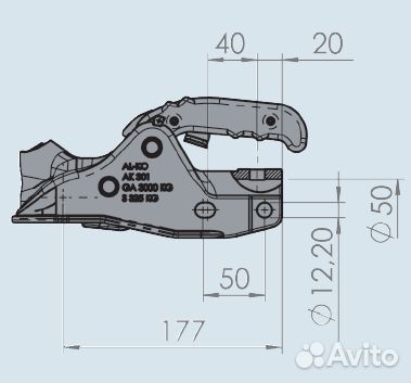 Замковое устройство прицепа d50 3000/325 кг ак 3