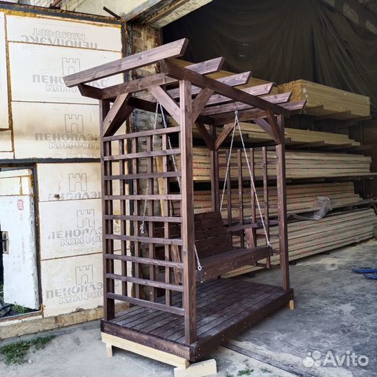 Качели пергола. Садовые качели