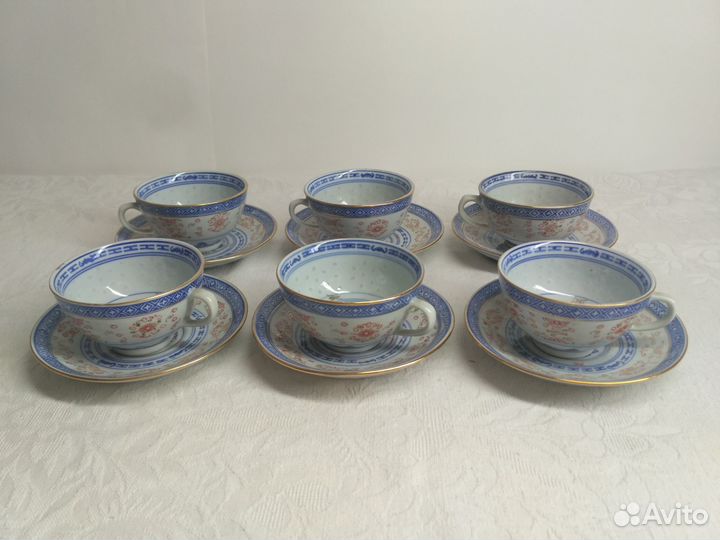 Рисовый фарфор.Чайные пары. Дракон. Китай