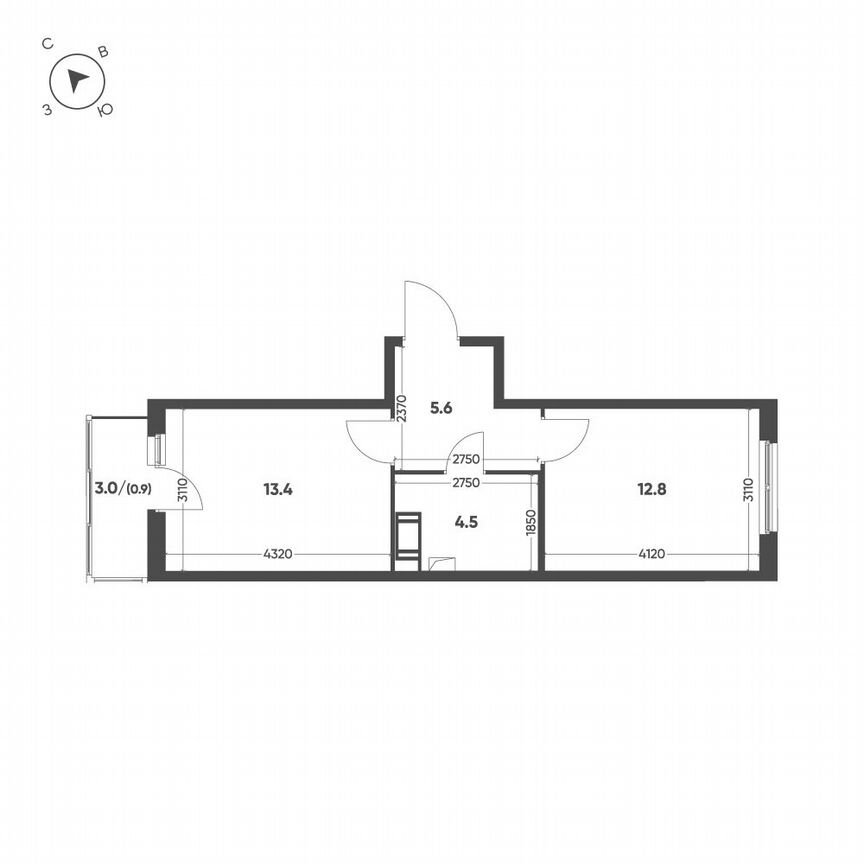 1-к. квартира, 37,2 м², 9/12 эт.