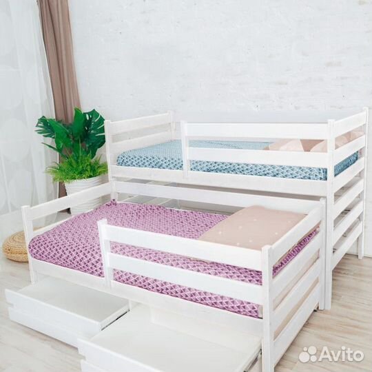 Кроватка матрешка эко из натурального дерева от 2х