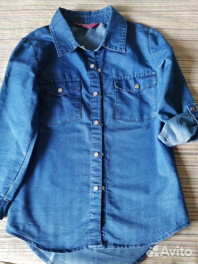 Джинсовая рубашка для девочки 128