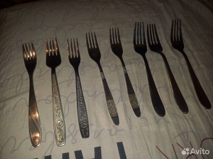 Ложки, вилки СССР, нержавейка, мельхиор, литые