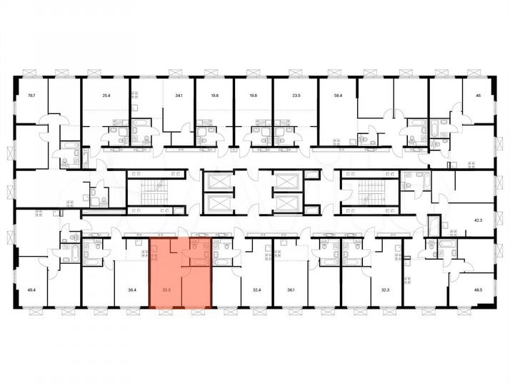 1-к. квартира, 32,3 м², 23/25 эт.
