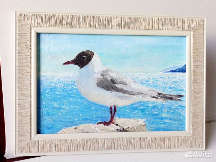 Картина маслом Чайка, морской пейзаж