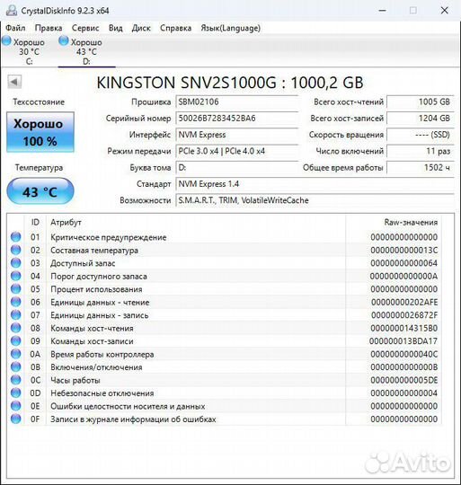 Kingston SNV2S1000G 1TB NVM