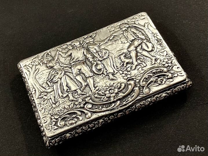 Портсигар серебро антик 1890 год Германия